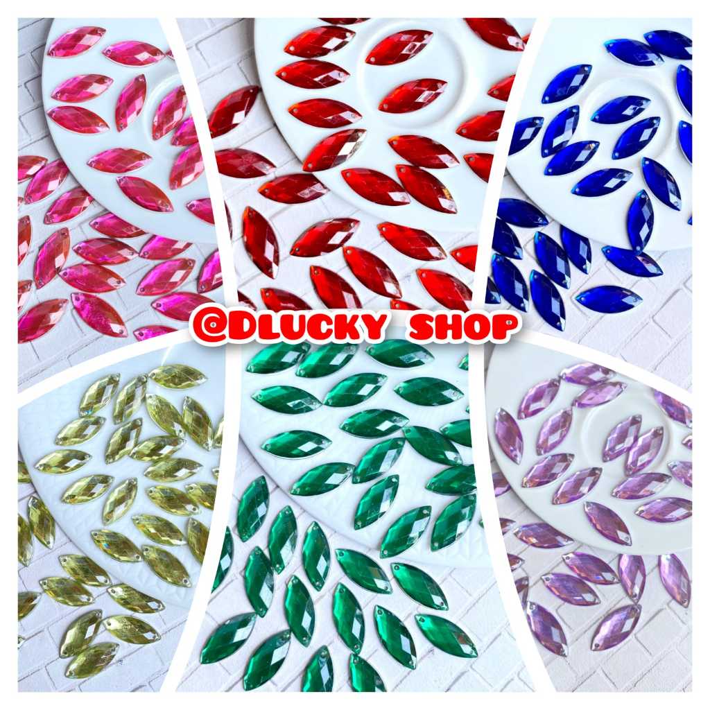 payet diamond kristal akrilik jahit mata sampan size besar ukuran 12 *25 per lusin