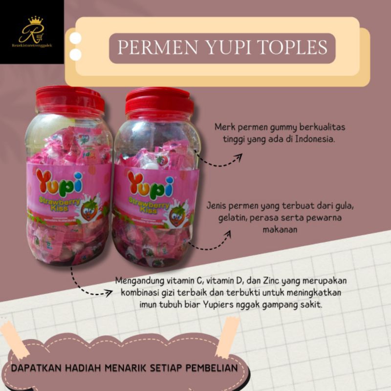 

[Per Toples] Permen Yupi Strawberry Kiss 300g /Permen Yupi Jatim Murah