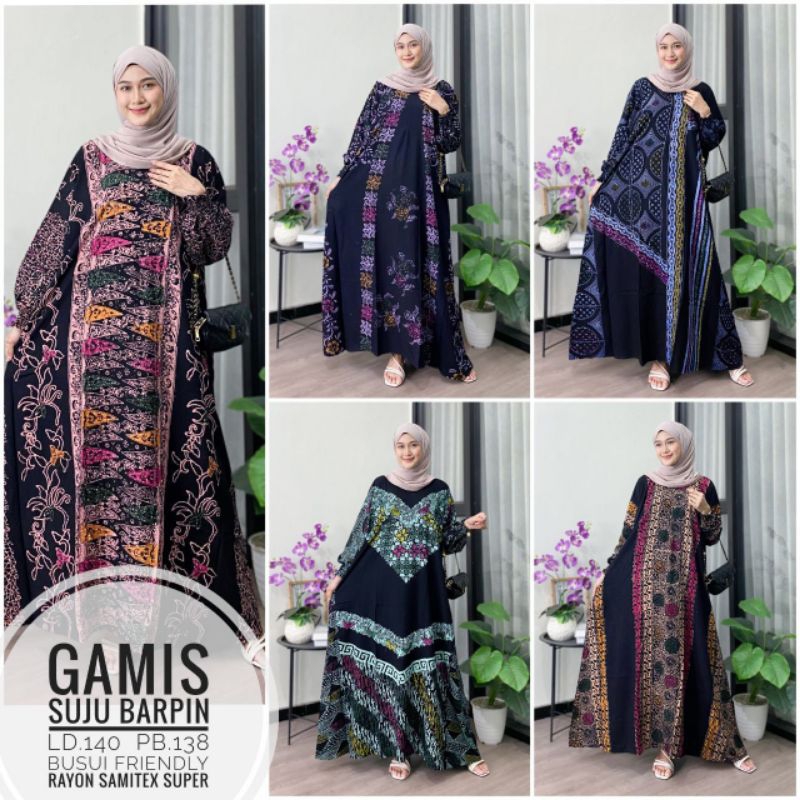 Gamis Suju Barpin || Gamis Batik Suju Barpin || Gamis Batik Super Jumbo || Gamis Batik Jumbo