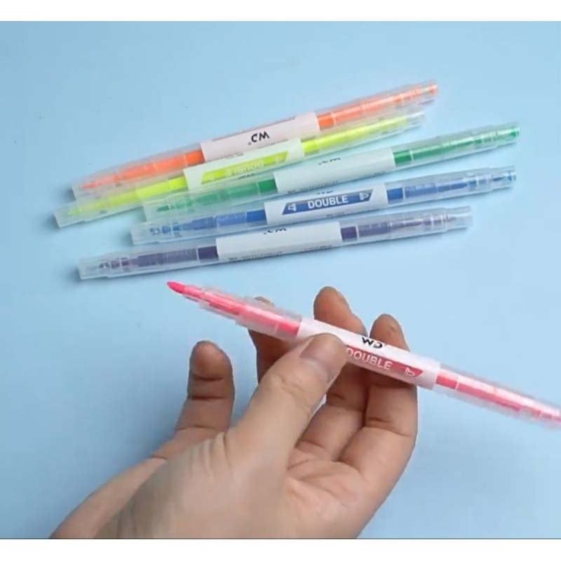 

Set Highlighter Dua Sisi Warna Pen 2 sisi Diary Marker Stationery Lucu Unik