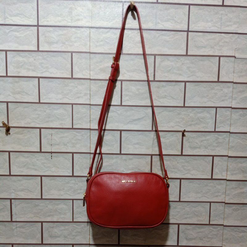 Tas sling Kulit Asli MC*LANE3 (Harga NETT)/ CamBag Kulit Asli/ Tas Slempang Kulit Asli Warna Merah /