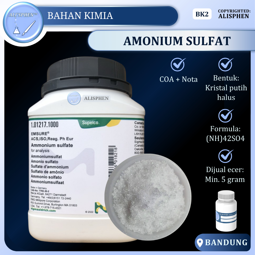 [BK2] Amm0num Sulf4te 5 Gram | MERCK | EMSURE ACS,ISO,Reag. Ph Eur