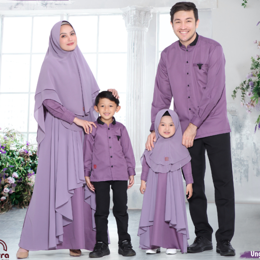 ARRA Sarimbit Keluarga 2025 Baju Lebaran Couple Ayah Ibu Anak Toyobo Warna Ungu