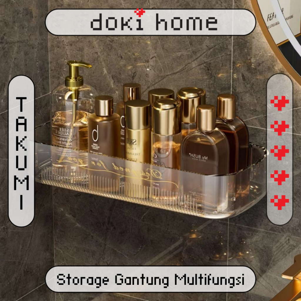 |DOKI| TAKUMI Rak Sabun Kamar Mandi Rak Tempel Toilet Tanpa Bor Holder Shampoo Skincare Minimalis