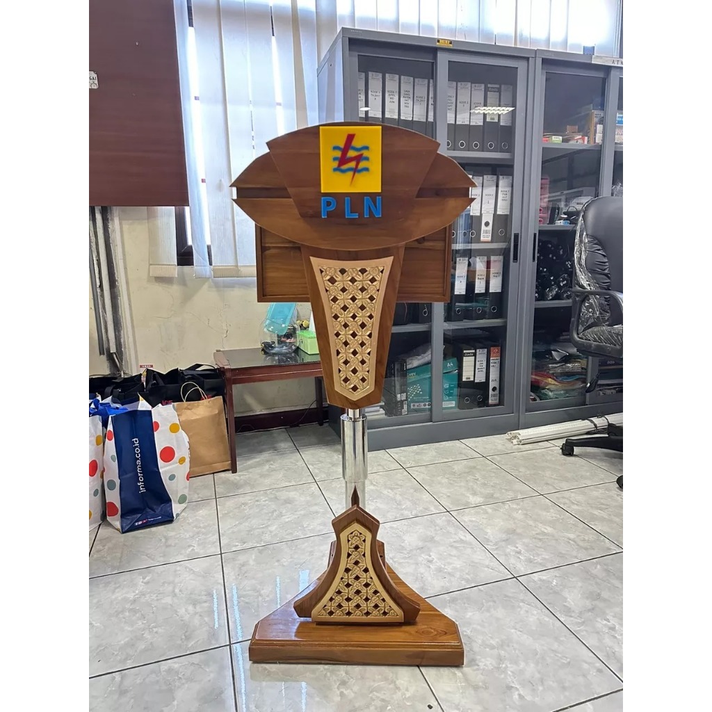 Mimbar Podium Pidato Jokowi | Podium Hidrolik Minimalis Jati