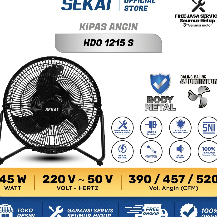 Terbaru SEKAI Kipas Angin Meja  Kipas Angin Duduk Tornado 12 Inch HDO 1215S