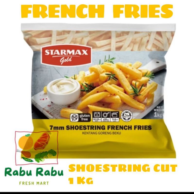 

KENTANG STARMAX GOLD PREMIUM CUT SHOESTRING Kentang Goreng Frozen French Fries Kemasan 1 Kg kemasan beku