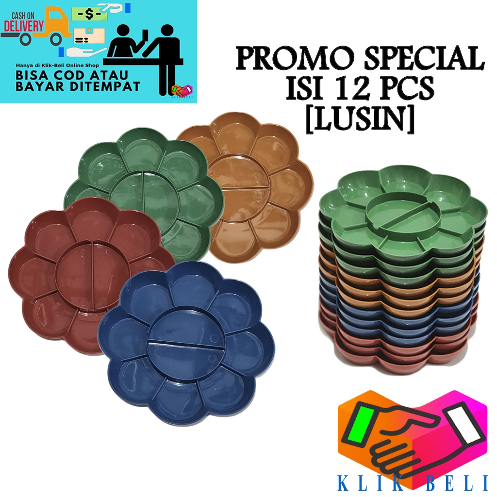 

[LUSIN] Piring Tempat Cat Air Palette Motif Bunga Sakura Palet Lukis Murah - PROMO SPECIAL ISI 12 PCS
