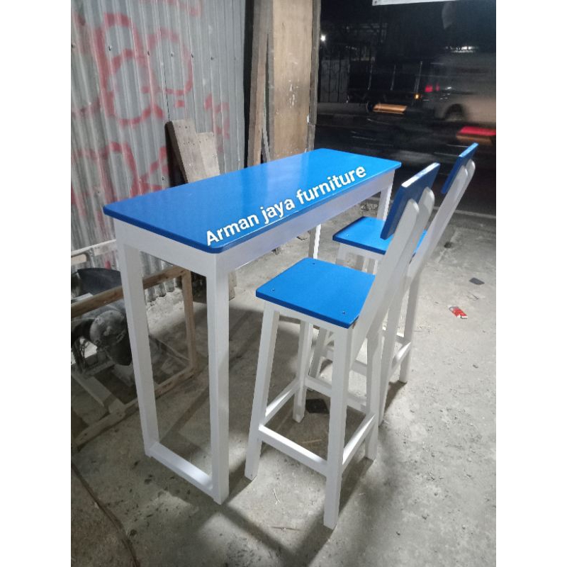 meja makan cafe restoo + 2 kursi sender