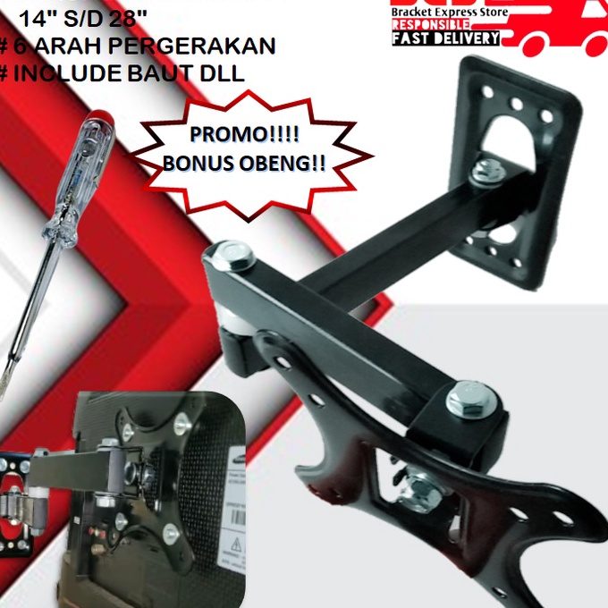 KF7 GARANSI COCOK Bracket Monitor PC 14 sd 28 inch 14 17 19 22 24 27 28 inch swiflelengan Fleksible 