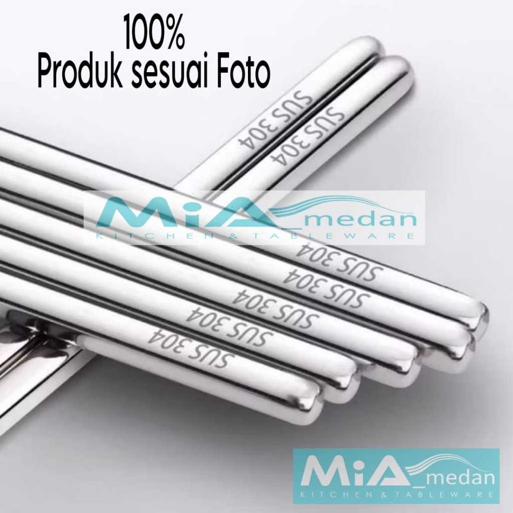 𝐌𝐢𝐀 Sumpit Korea ASLI SUS 304 Stainless steel NO KARAT Premium High Quality Original chopsticks Kore