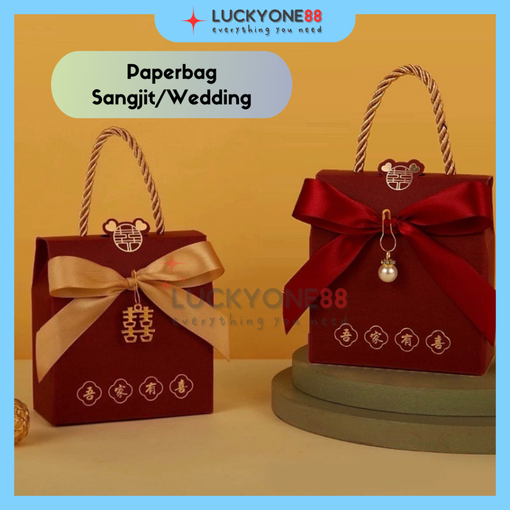 

[5 PCS] Paperbag Wedding Sangjit Minggle Teapai Tas Hampers Bag Mini Pita Box Candy Chocolate GIft