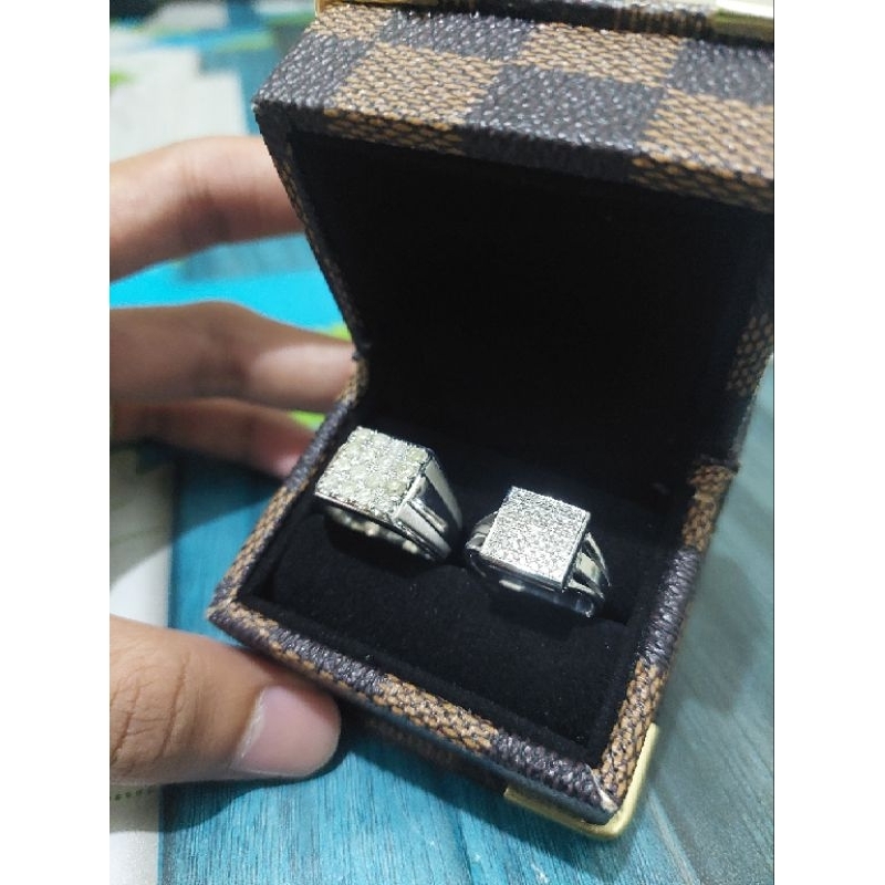 cincin couple silver handmade full asli berlian eropa