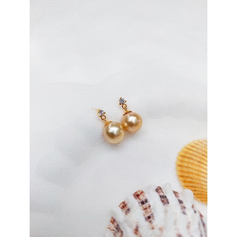 Giwang Emas 22K Mutiara Air Laut Asli LOMBOk