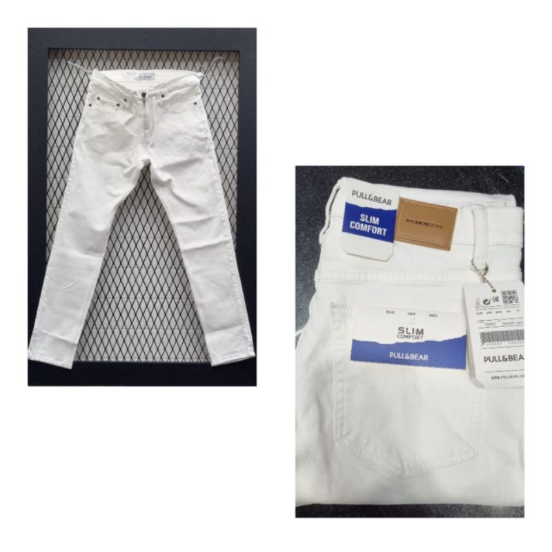 CELANA PANJANG PRIA SKINNY PULL & BEAR SOFTJEANS WHITE / CELANA JEANS PRIA PUTIH BERSIH PREMIUM / CE