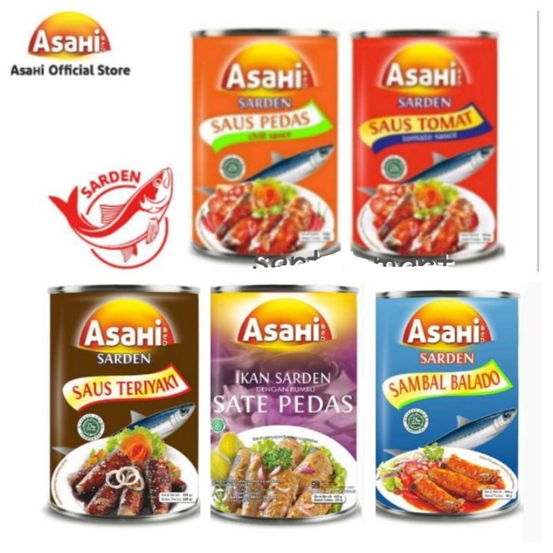 

Sarden Kaleng Instant / Canned Fish Asahi 425 Gram Saus Tomat, Saus Pedas, Sate Pedas, Saus Teriyaki