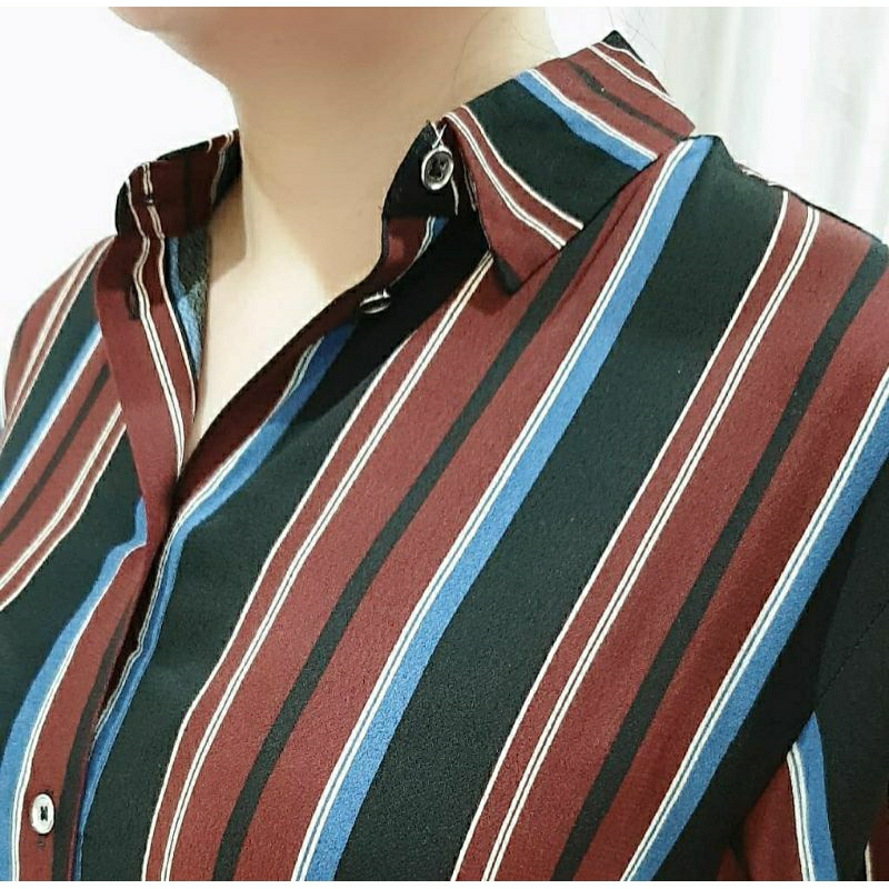 Unpeu Femme Patterned Overdize Blouse / Kemeja Unpeu Femme striped PL