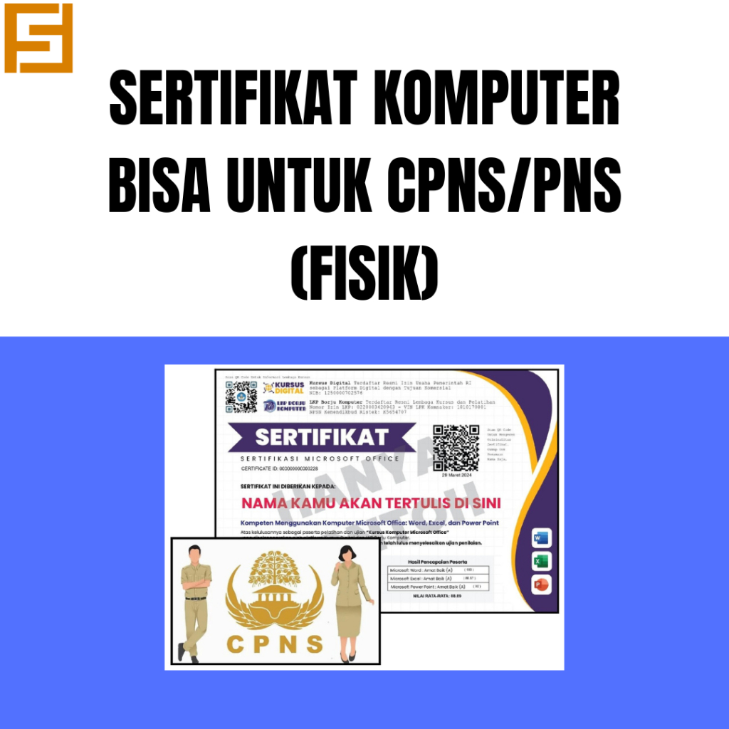 SERTIFIKAT KOMPUTER BISA UNTUK CPNS/PNS(SERTIFIKAT FISIK)