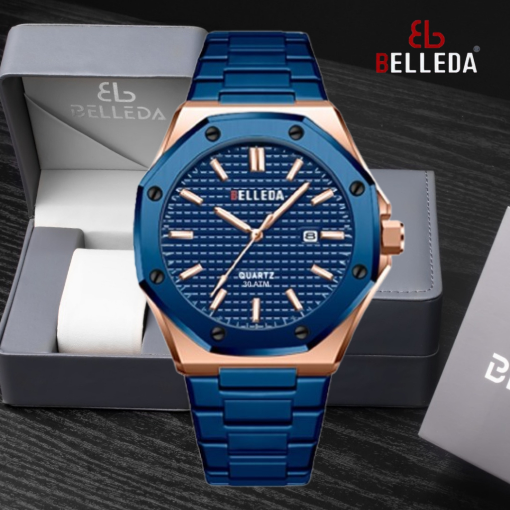 BELLEDA 9588 Jam Tangan Pria Tanggal Aktif Stainlees Steel Waterproof 5 Atm PUSAT⇱