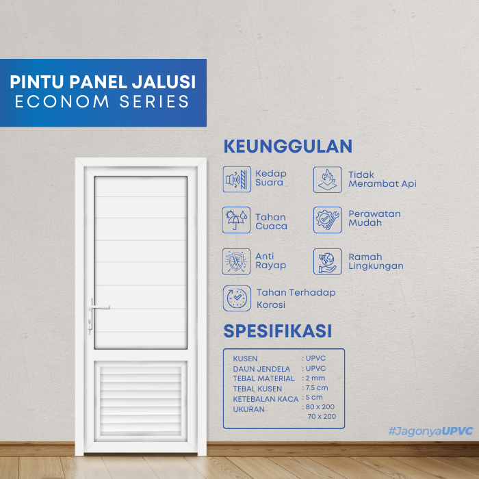 PINTU UPVC EKONOM FULL PANEL + JALUSI