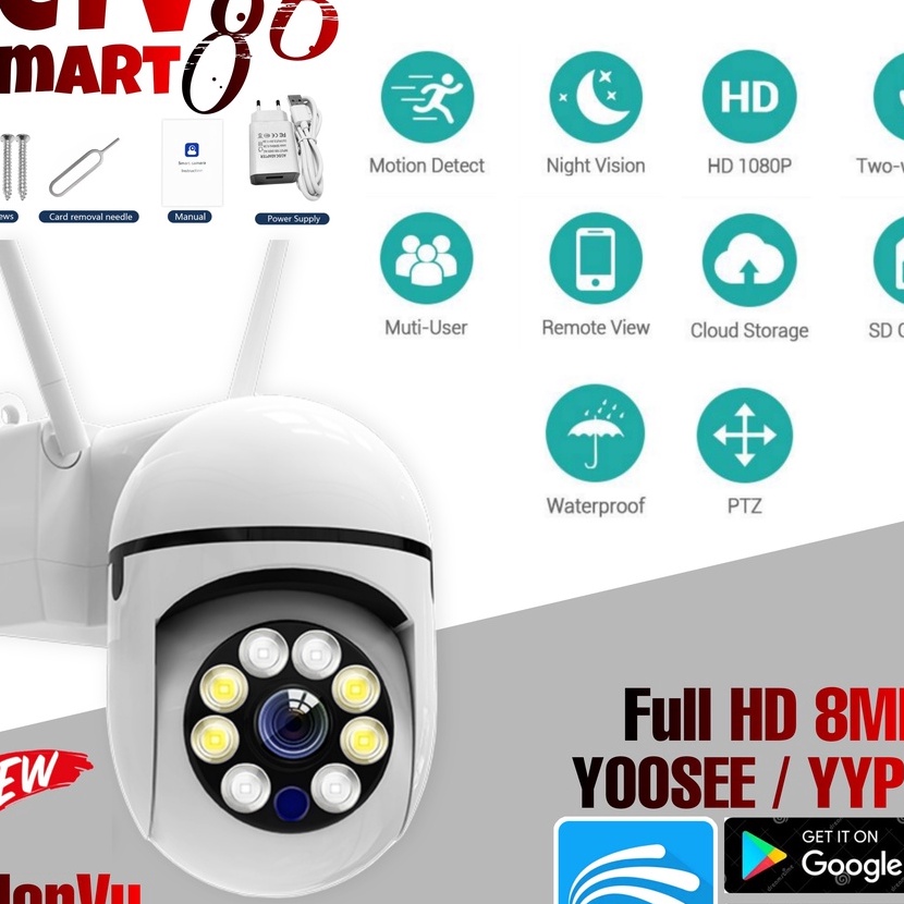 Hemat IP Kamera Yoosee 8MP CCTV Speed Dome M Camera Wireless Yoosee PTZ M Camera