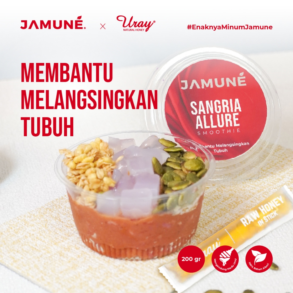 

Smoothie Bowl Pelangsing Tubuh Sangria Allure 200gr X Madu Uray by Jamune