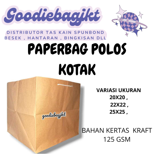 

Paperbag Polos Coklat Kotak UK.20X20 isi 12pcs Tebal 125gsm !