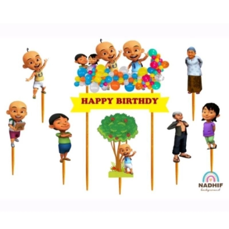 topper kue Upin ipin, hiasan kue ulang tahun Upin&ipin,topper karakter Upin ipin