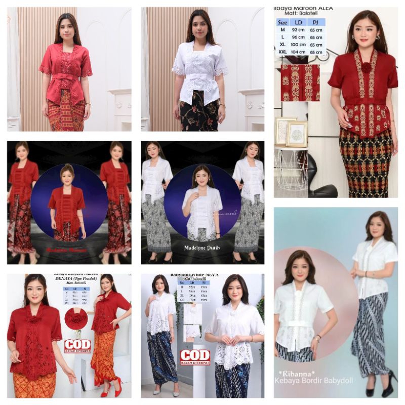 atasan kebaya encim modern lengan pendek