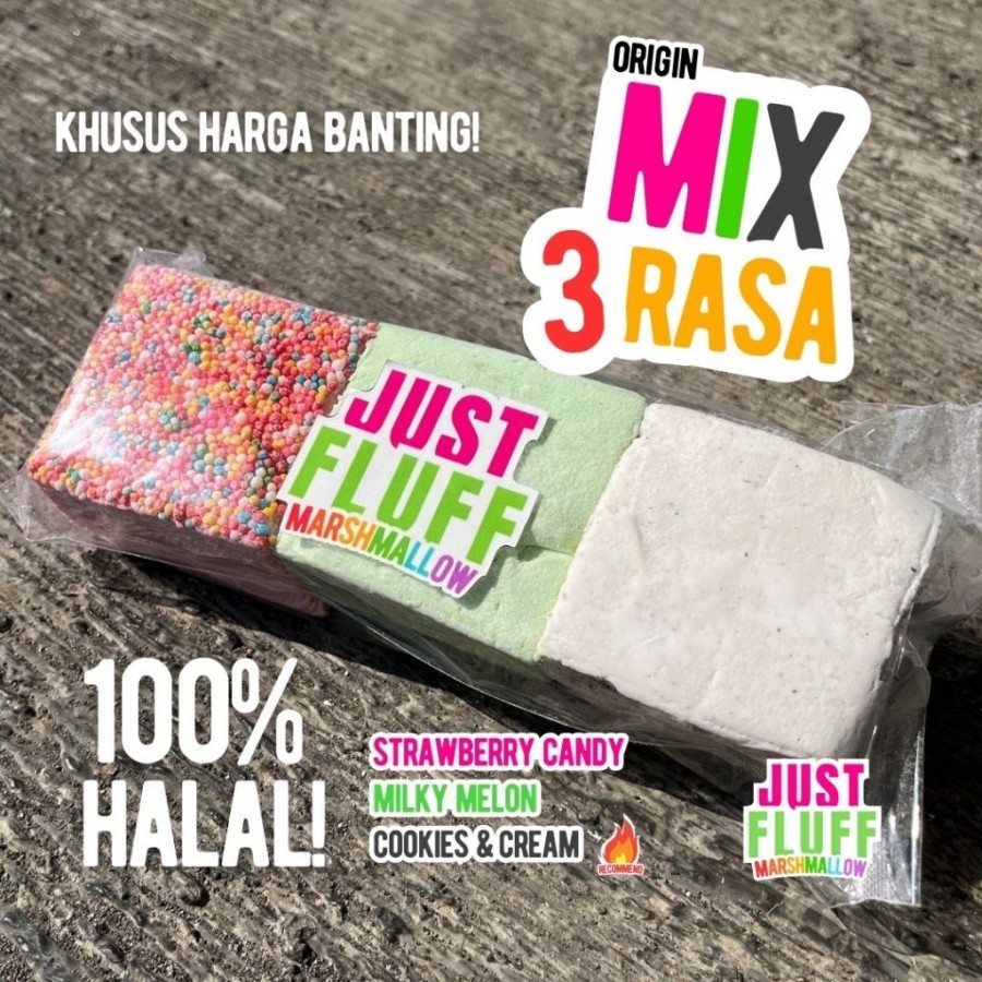 

Marshmallow JustFluff MIX ORIGIN [3 KOTAK 3 RASA] [HALAL] JustFluff Marshmallow