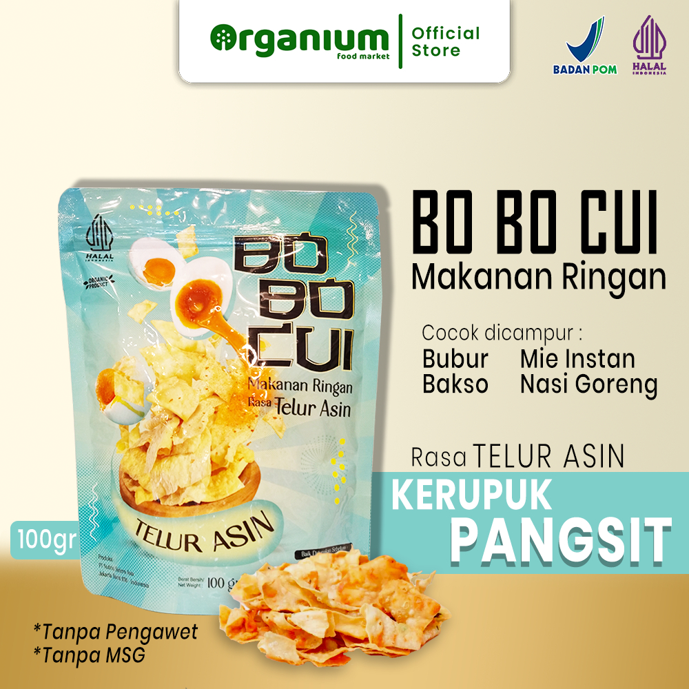 

Bobocui Crackers Salted Egg ORGANIUM Kerupuk Pangsit Rasa Telur Asin - 100g