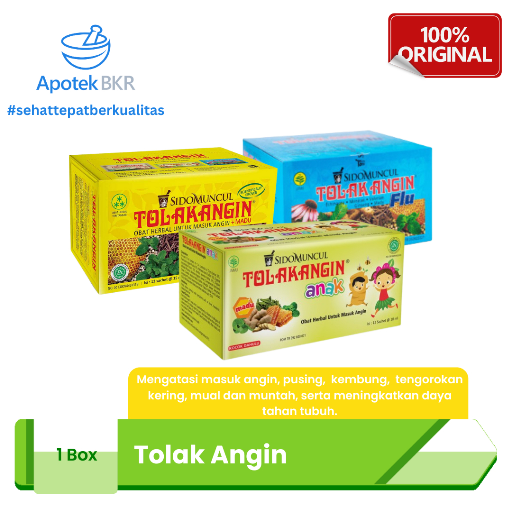 

Tolak Angin Cair | Tolak Angin Anak Cair | Tolak Angin Flu Cair SidoMuncul Box Isi 12 Sachet