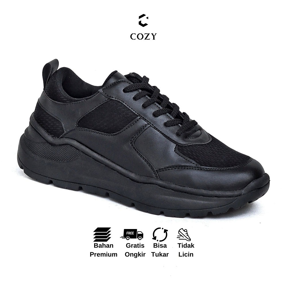 CZY Dallas Sepatu Pria Sneakers Casual Formal Hitam Original Handmade