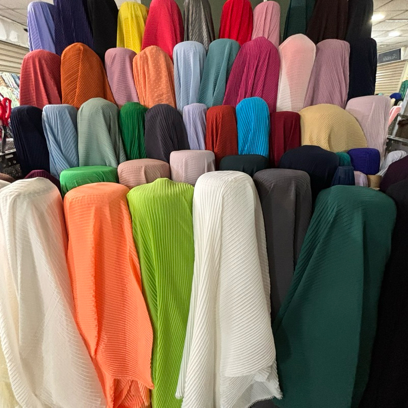 kain bahan plisket ceruty polos // kain plisket polos premium // kain pleats polos //