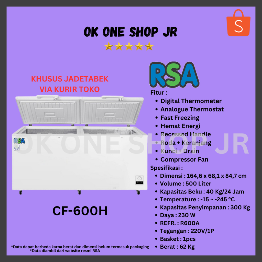 RSA Chest Freezer CF-600H / CF 600 H
