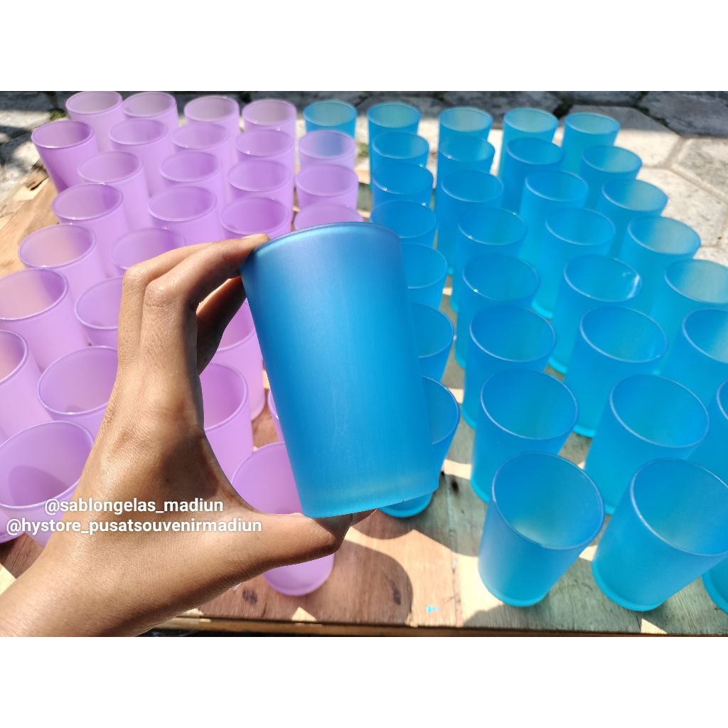 GELAS DOFF WARNA POLOS TANPA SABLON MURAH