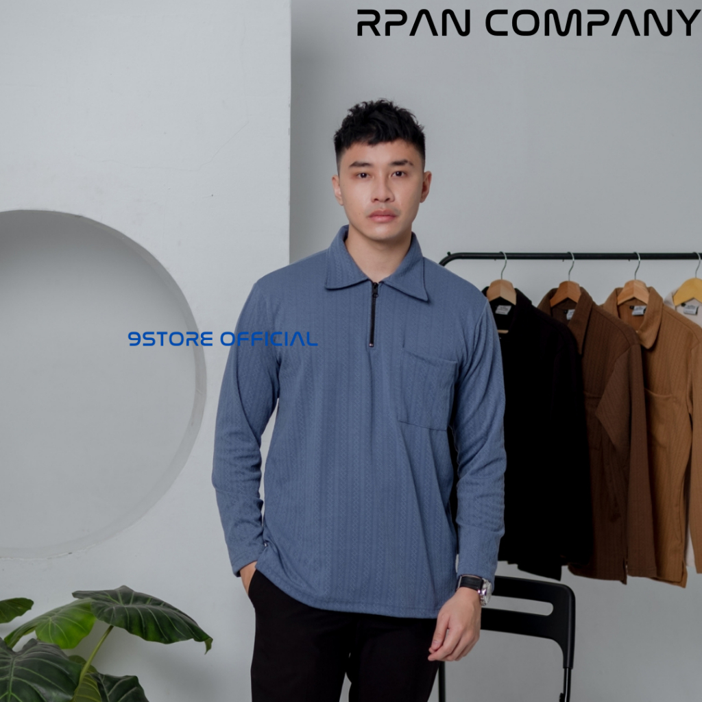 Polo Shirt Zipper Knit Pocket Fabric Longsleeve / Kaos Pria Polo Shirt Zipper Knit Fabric Lengan Pan