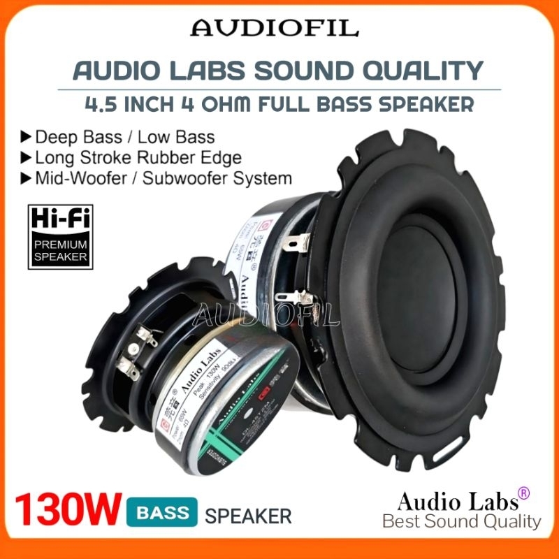 Speaker Woofer Subwoofer 4.5 Inch 4 Ohm 130W Audio Labs Premiun Import Speaker