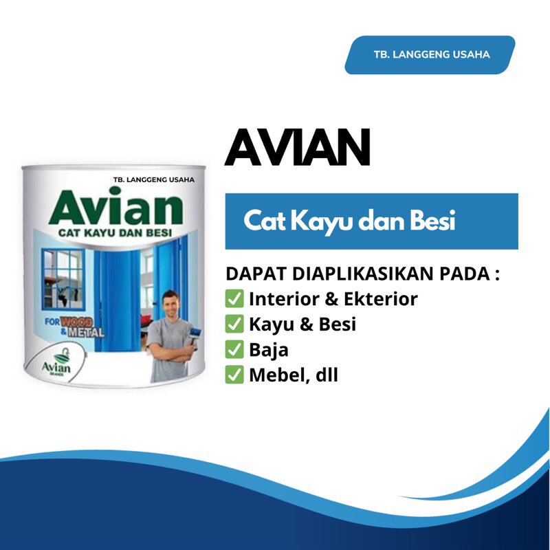 Avian Cat Kayu dan Besi 200ml Cat Kayu dan Besi Anti Karat Rayap Jamur Air Waterbased Dasar Epoxy Pr