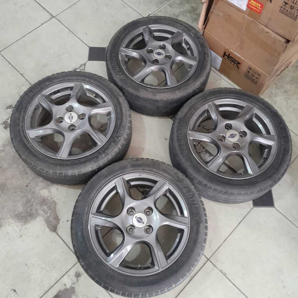 VELG MOBIL ORI STD DATSUN RING 15 LEBAR 5,5 PCD 4X100 ET45 + BAN ACHILLES 175 55 R15