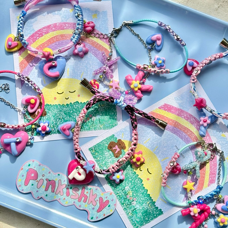 sweet candy bracelet | clay handmade | custom inisial