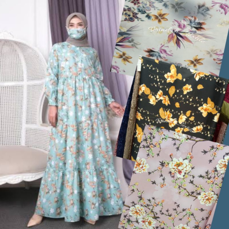 bahan armani silk motif originalprinting bermotif/kain armani print motif bunga/armani print korea