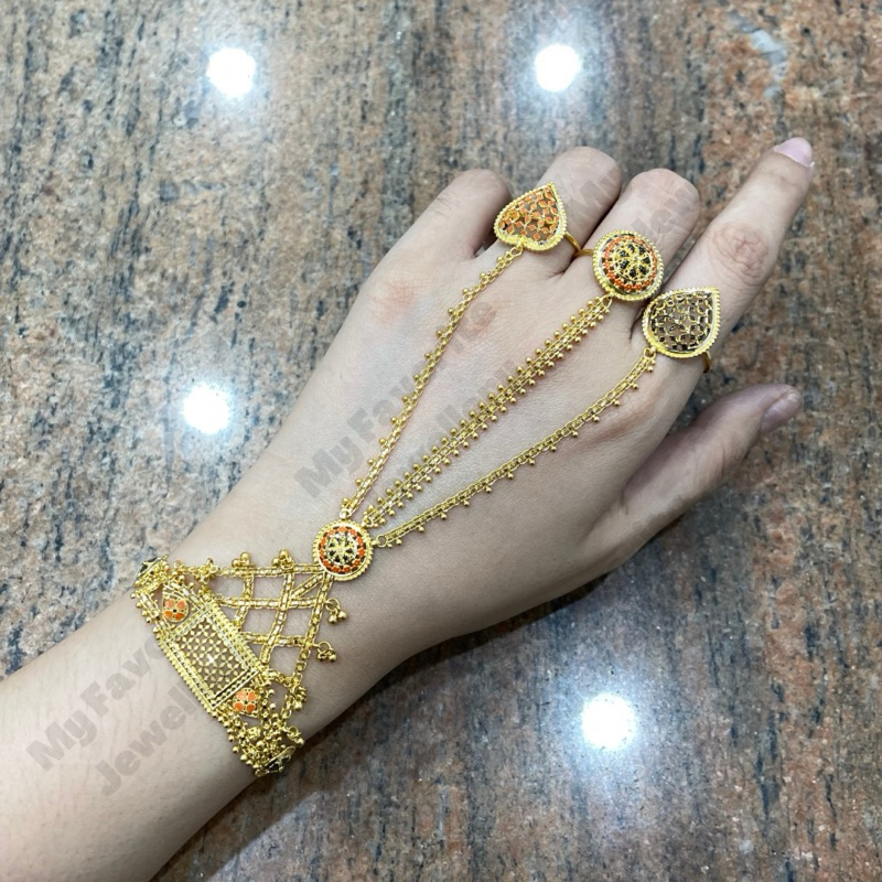 Gelang India 3 Cincin EMAS ASLI Kadar 700 16K