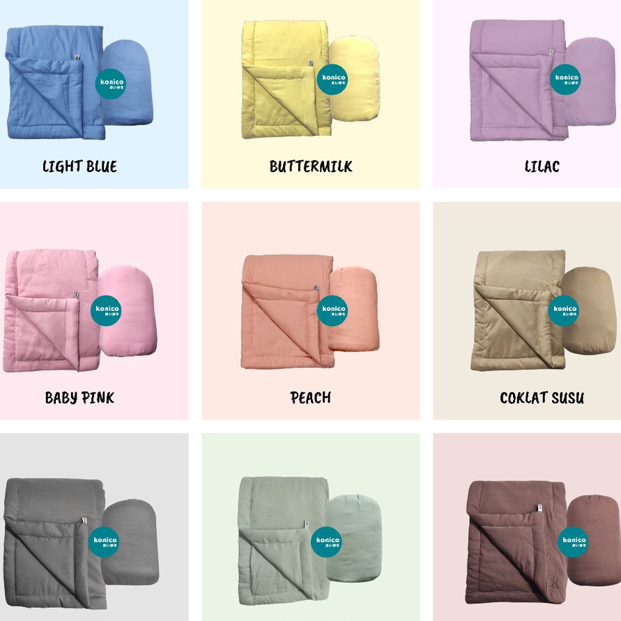 HOT KONICO Bedcover Tas Single bahan Katun KOREA AESTHETIC  tanpa Sprei  Size 14 x 2 TWO TONE POLOS 