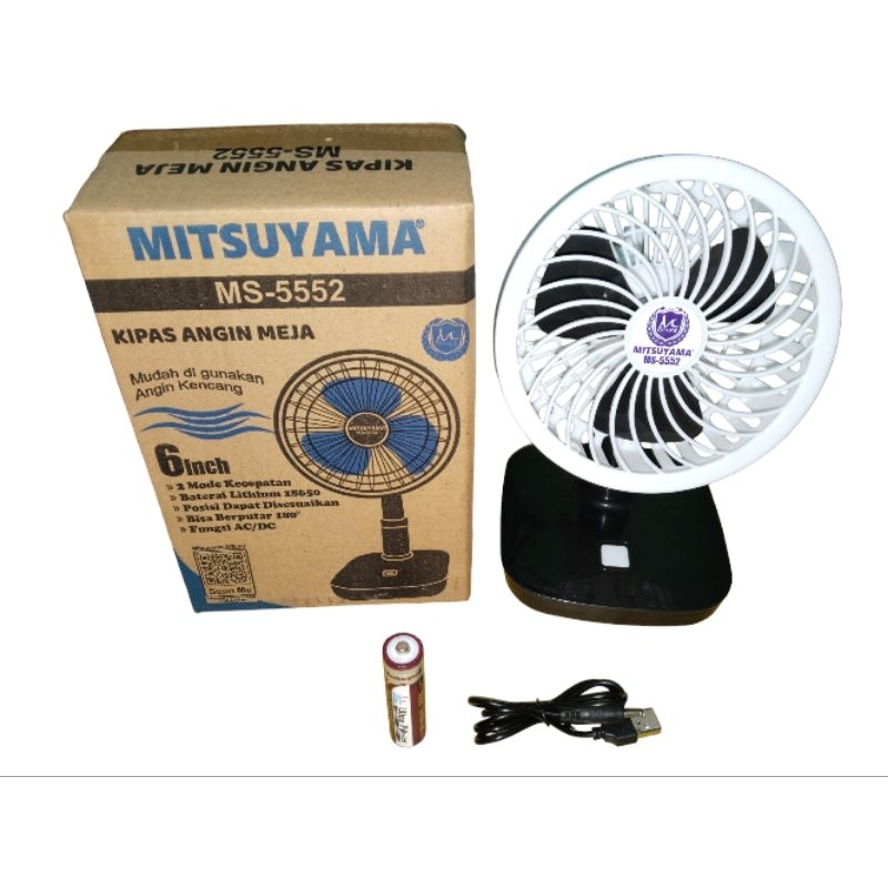 Kipas Angin Meja Mitsuyama MS-5552 Portable USB Charge 6 Inch