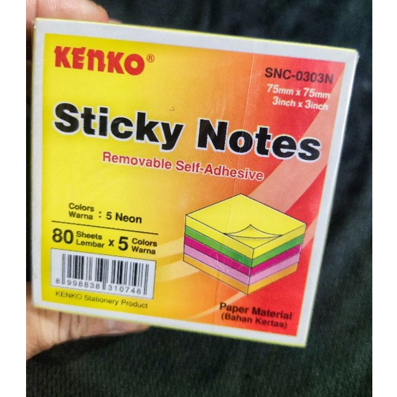 

Memo Sticky Notes Kenko SNC33N 1 set isi 5 warna