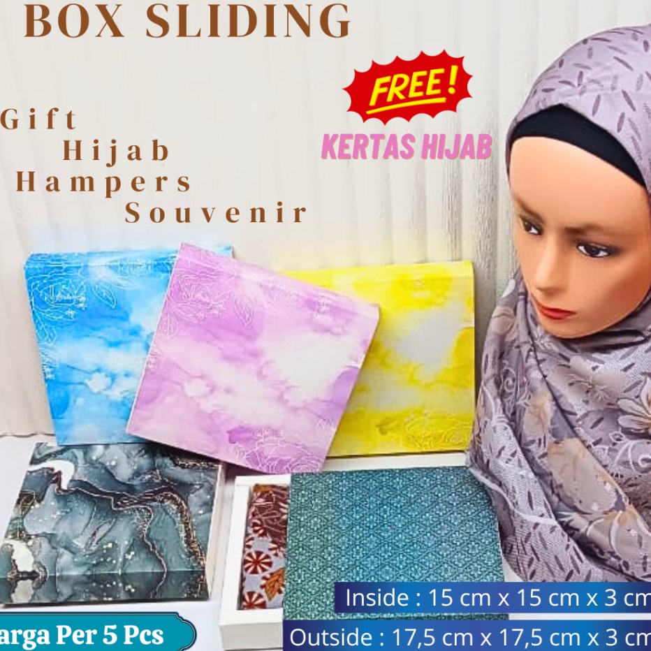 

YUK BELI BOX SLIDING MOTIF KOTAK 5 Pcs SLIDING BOX KEMASAN GIFT HAMPERS HIJAB PACKAGING