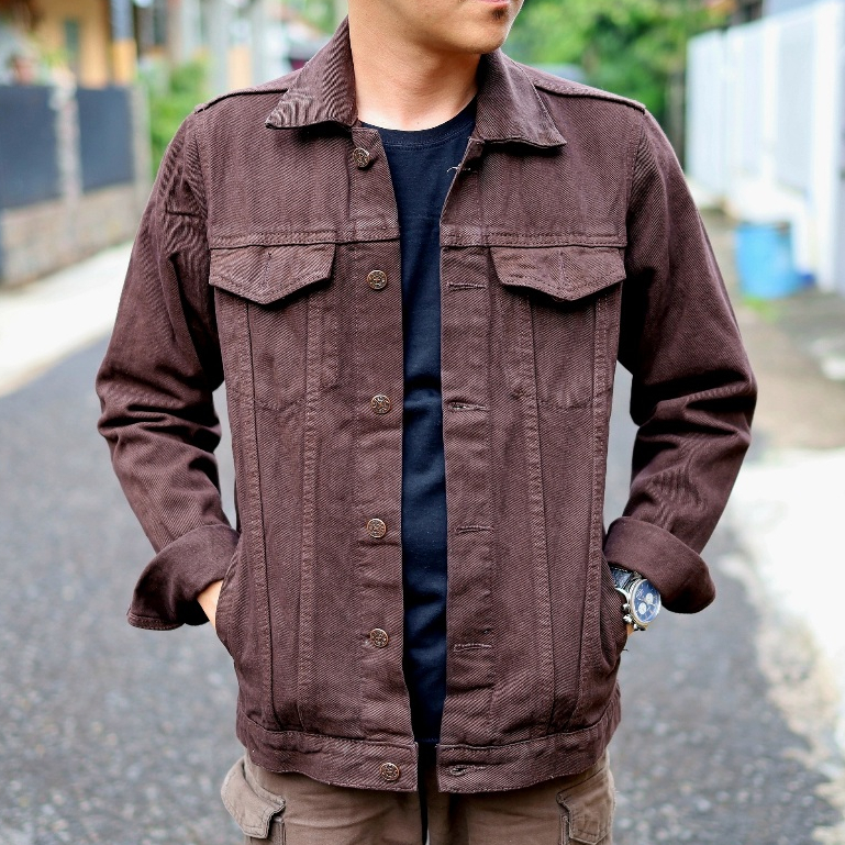 Starting point - Jaket Jeans Denim Pria Vintage - Coklat Tua