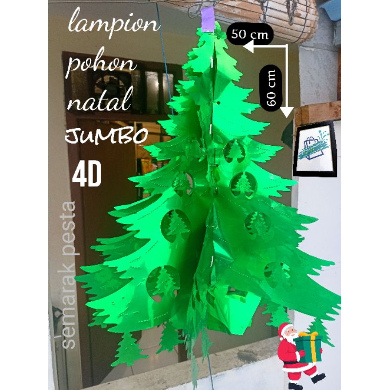 (natal edition) lampion pohon natal, ornamen natal 4D, lampion gantung 4D,dekorasi natal 4D