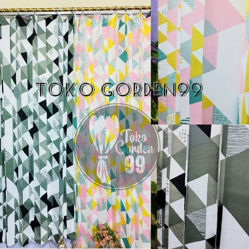 Gorden Plisket Bahan Satin Tebal Bridal Motif Piramid untuk pintu dan jendela